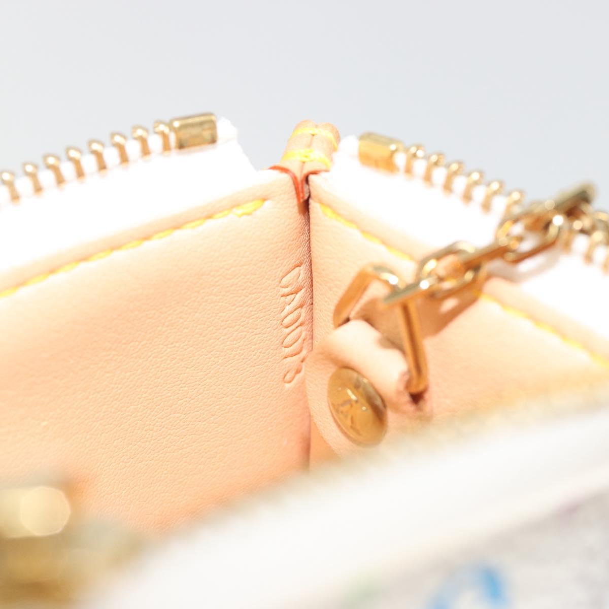LOUIS VUITTON Monogram Multicolor Pochette Cles Purse White M92655 Auth 193766M