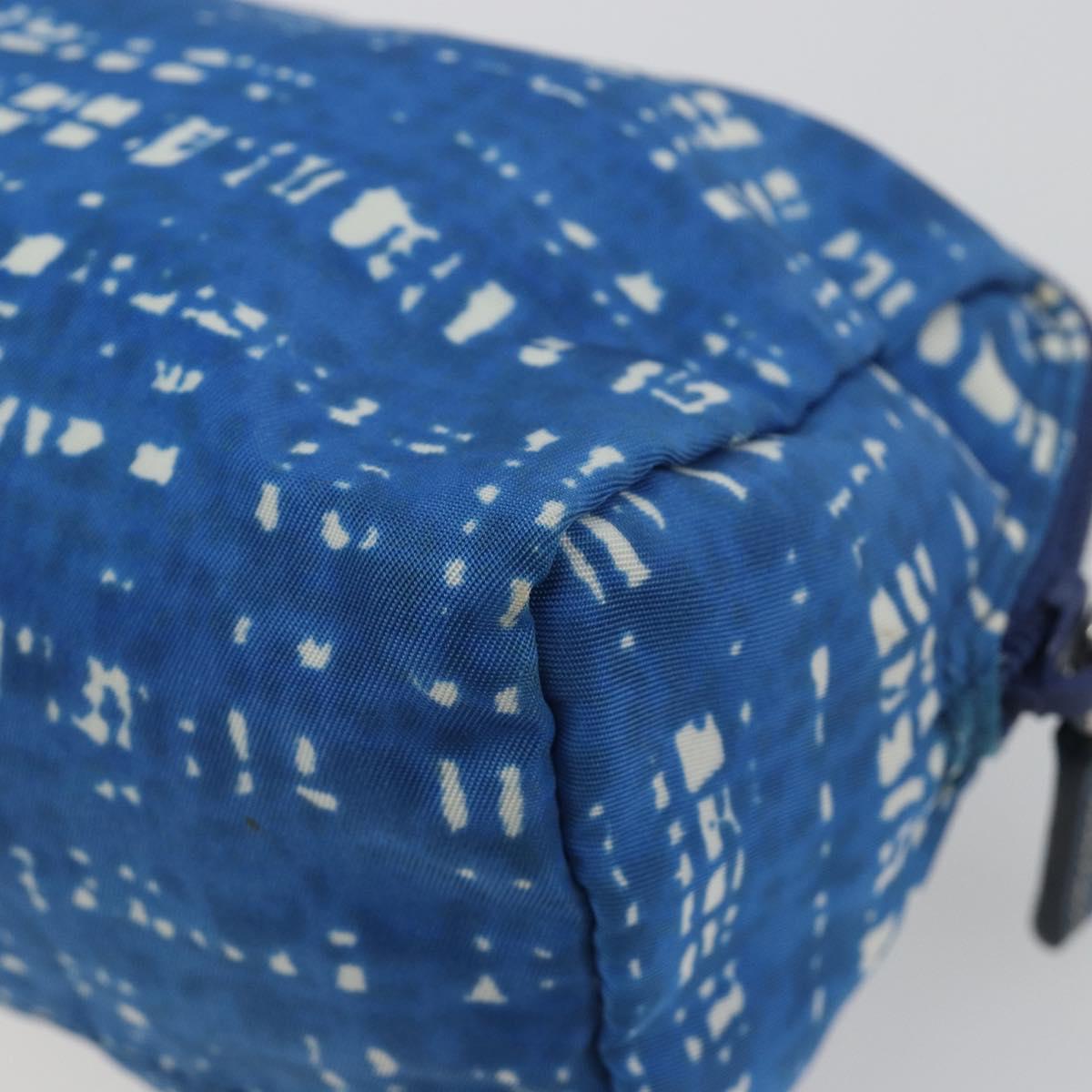 PRADA Pouch Nylon Blue Silver Auth 193770