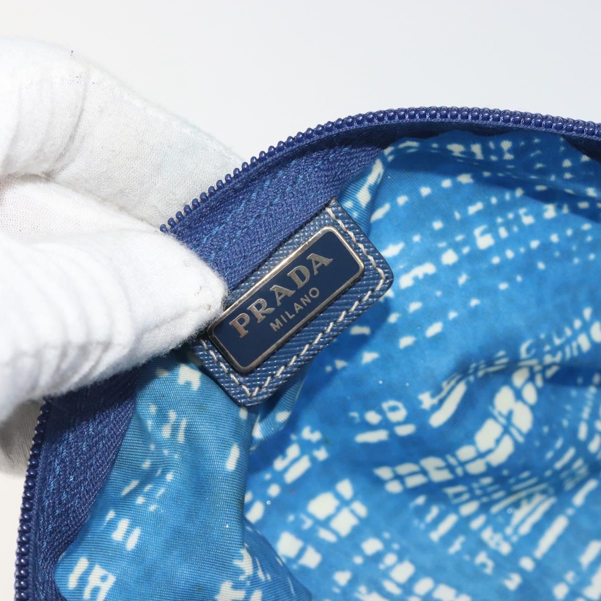 PRADA Pouch Nylon Blue Silver Auth 193770