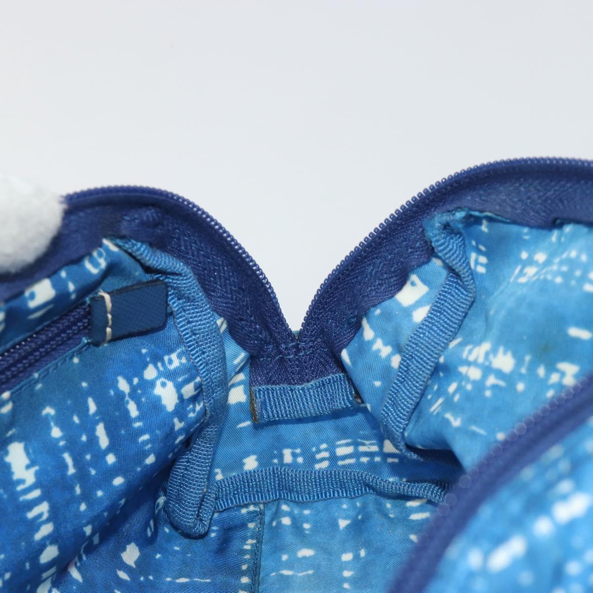 PRADA Pouch Nylon Blue Silver Auth 193770