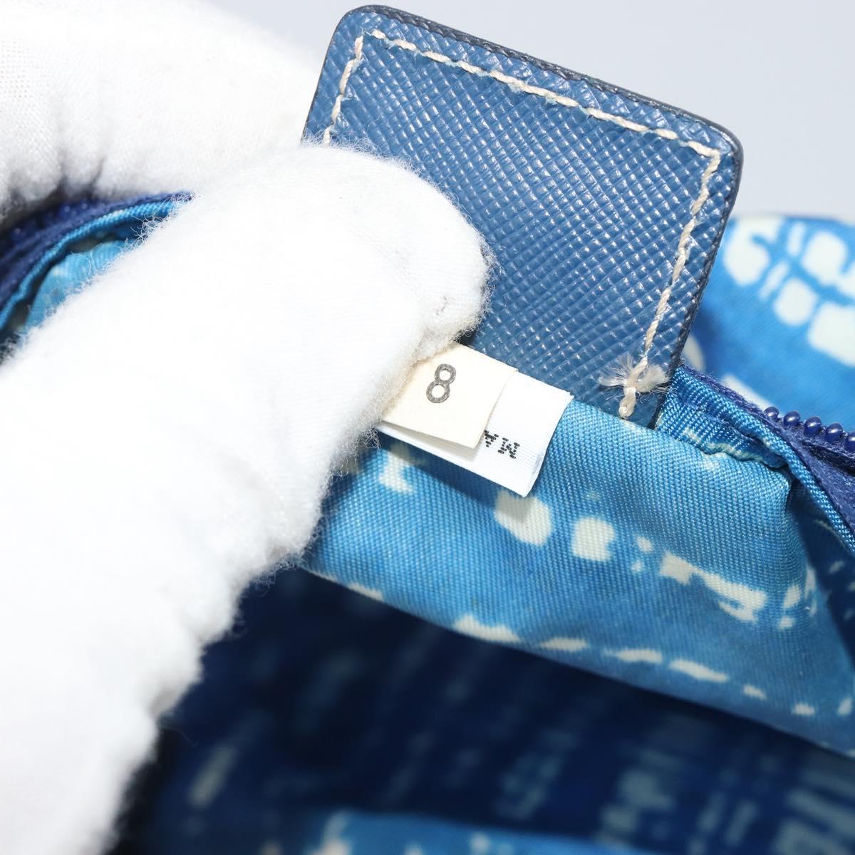 PRADA Pouch Nylon Blue Silver Auth 193770