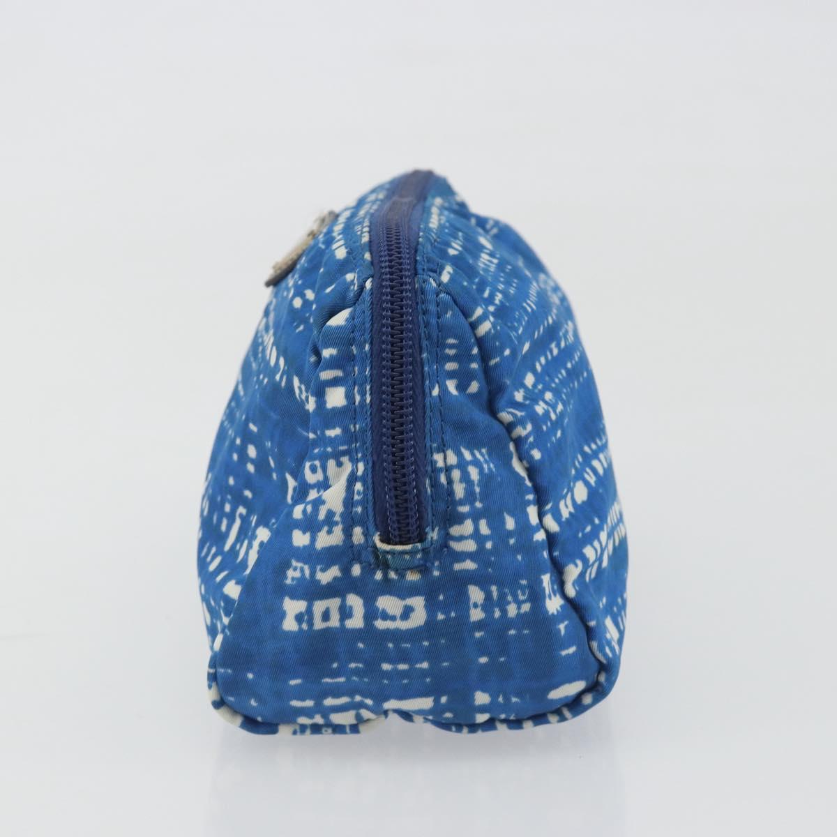 PRADA Pouch Nylon Blue Silver Auth 193770
