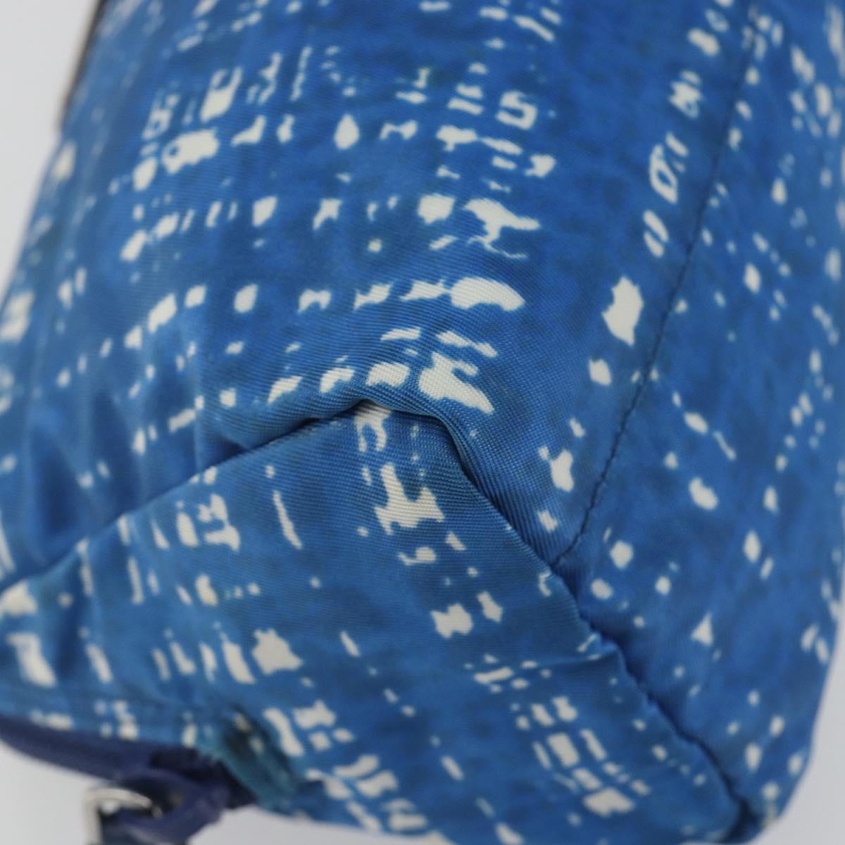 PRADA Pouch Nylon Blue Silver Auth 193770