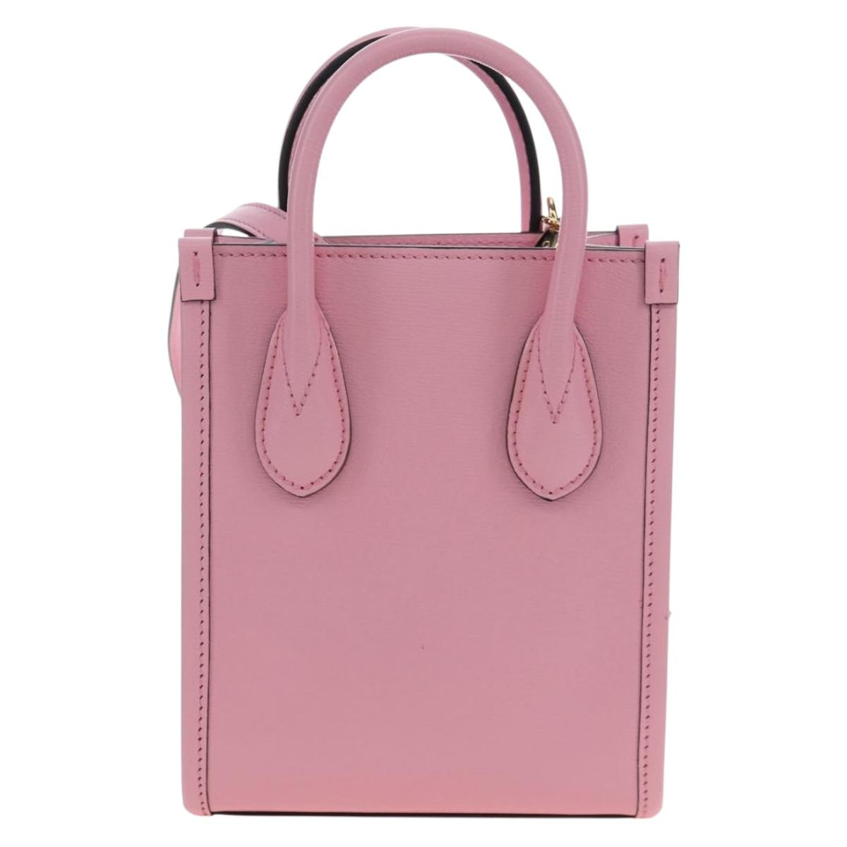 GUCCI Bananya Tote Bag Leather 2way Pink Gold 671623 Auth 193778SAM