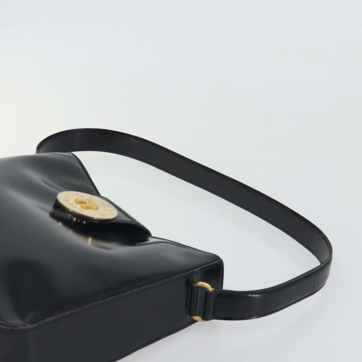 CELINE Shoulder Bag Leather Black Gold Auth 193781A