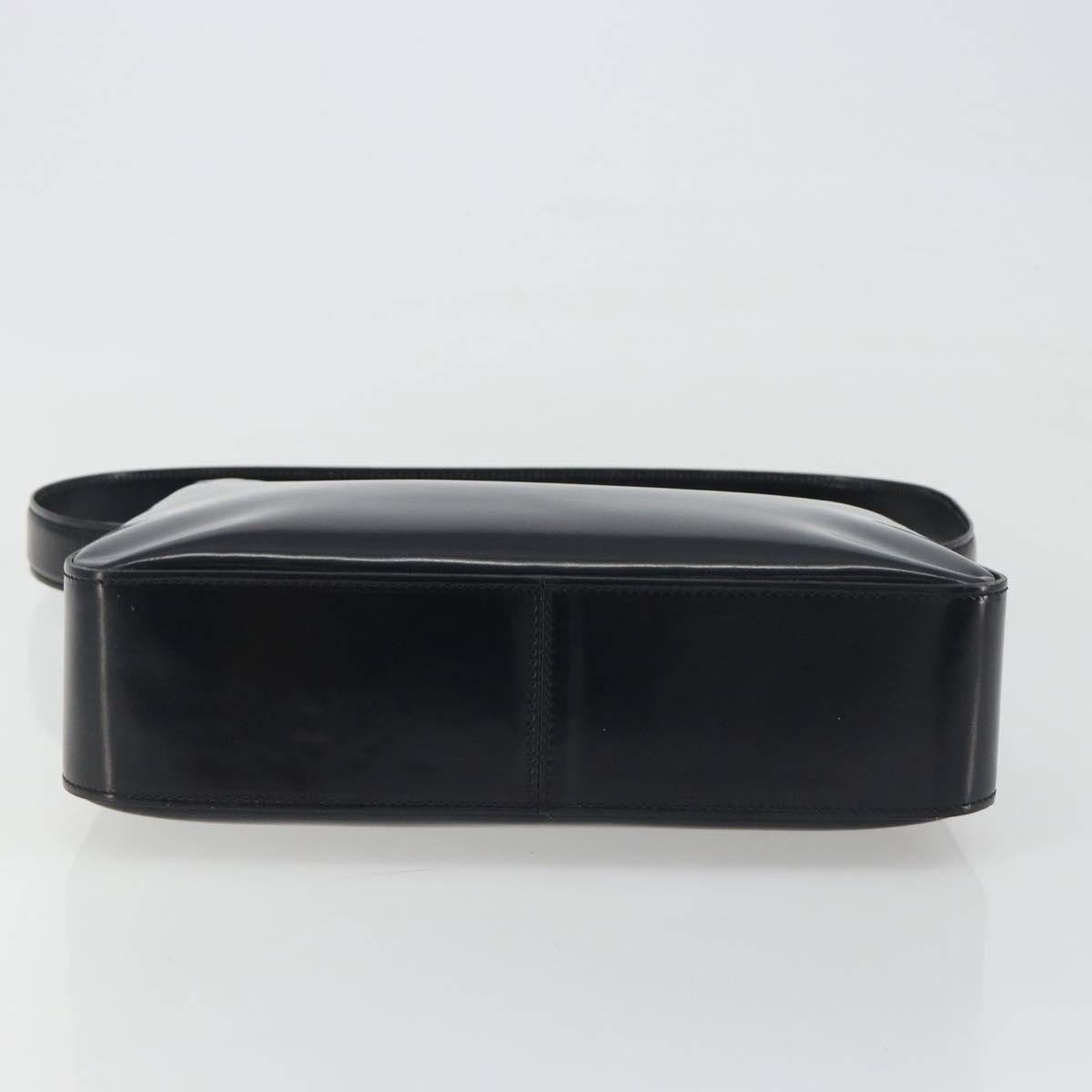 CELINE Shoulder Bag Leather Black Gold Auth 193781A