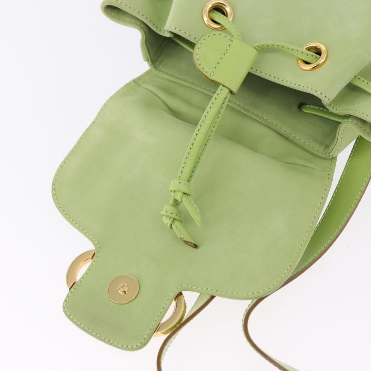 Salvatore Ferragamo Gancini Backpack Suede Green Gold Auth 193783A