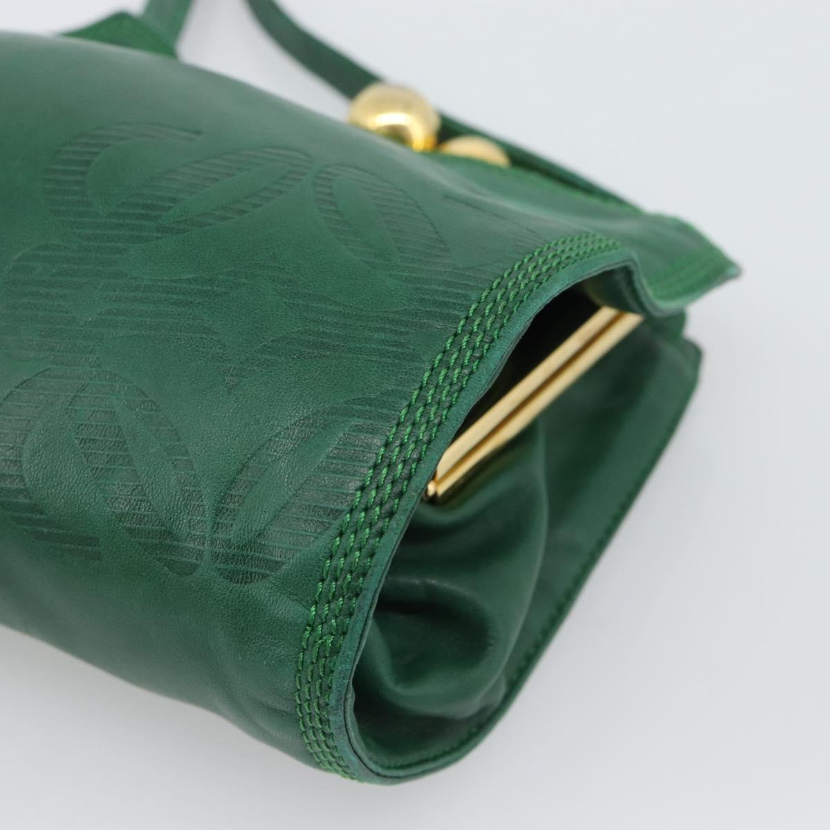 LOEWE Shoulder Bag Leather Green Gold Auth 193786
