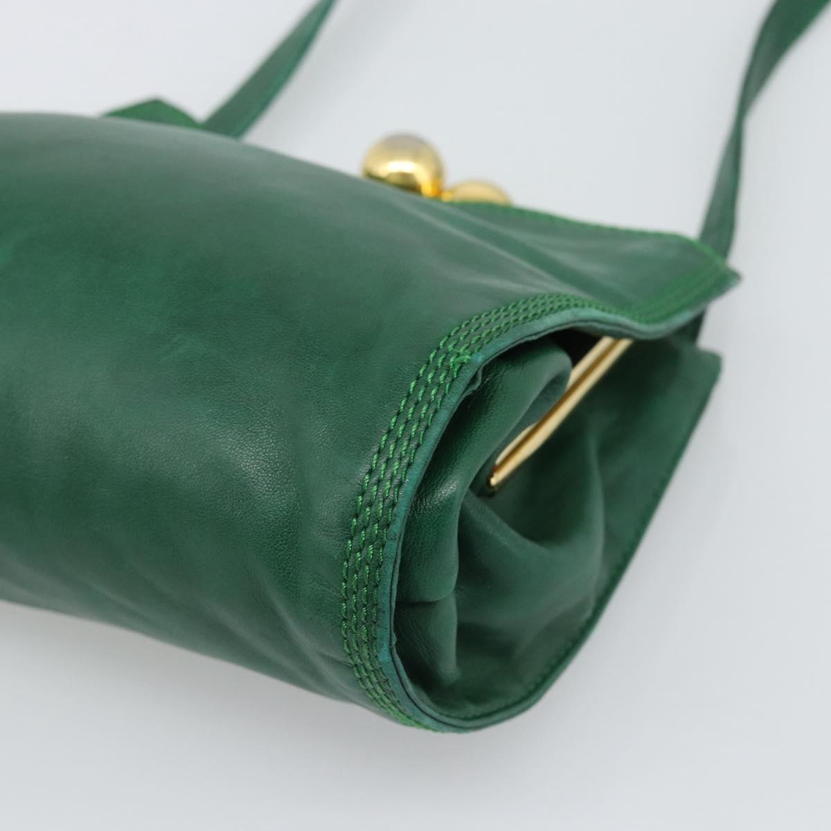 LOEWE Shoulder Bag Leather Green Gold Auth 193786