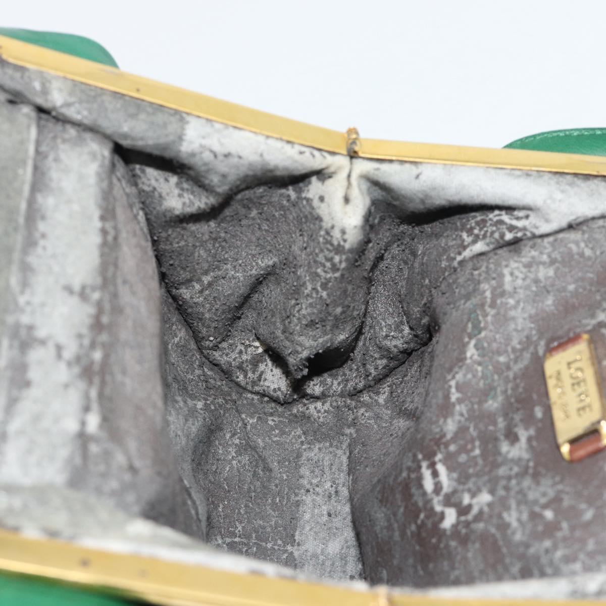 LOEWE Shoulder Bag Leather Green Gold Auth 193786