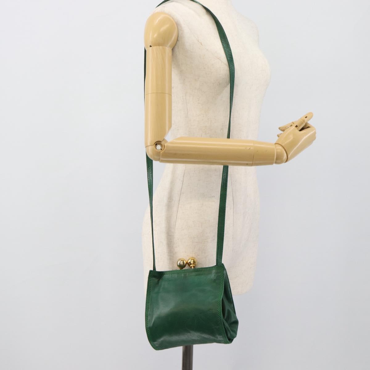 LOEWE Shoulder Bag Leather Green Gold Auth 193786