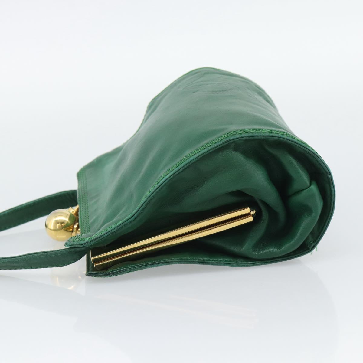 LOEWE Shoulder Bag Leather Green Gold Auth 193786