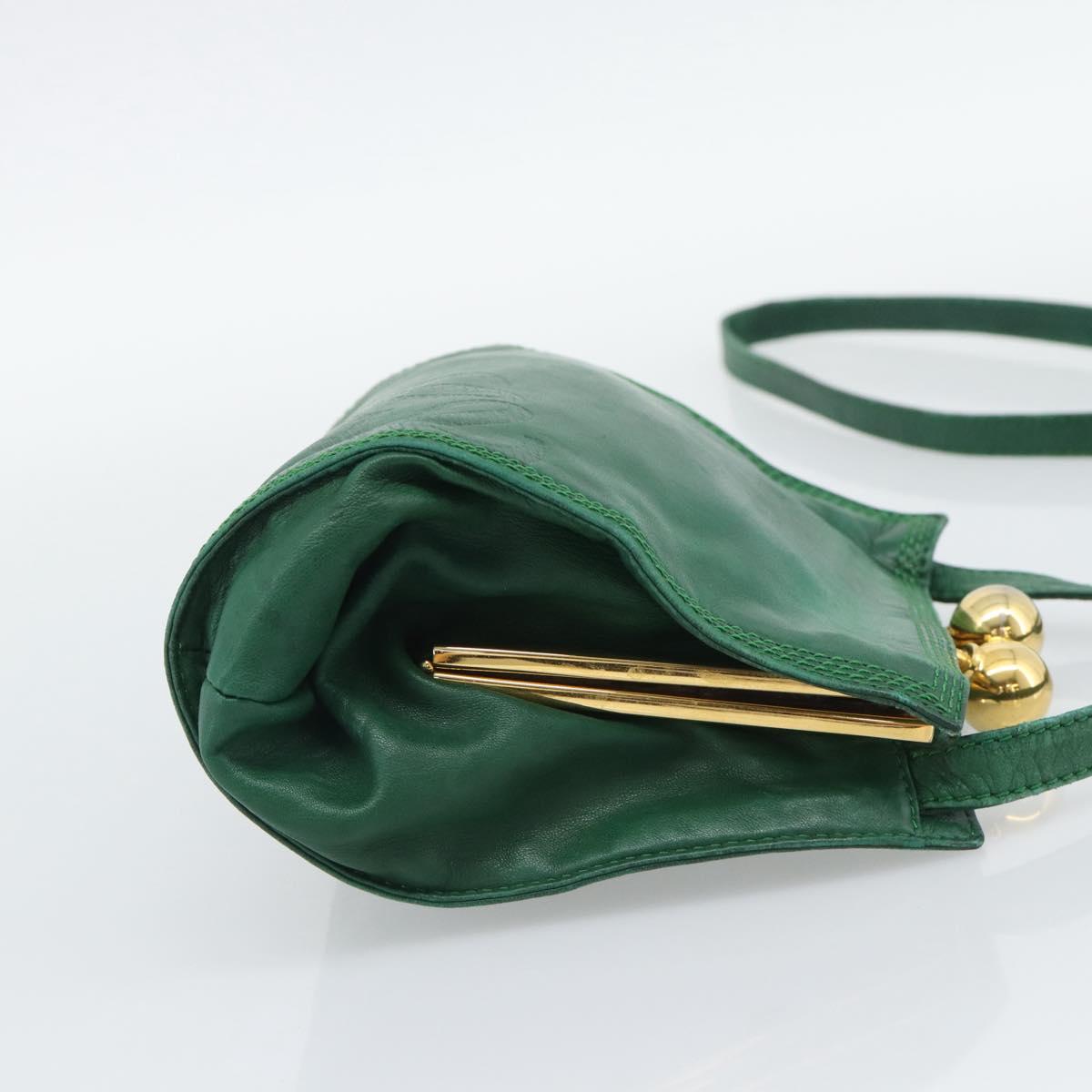 LOEWE Shoulder Bag Leather Green Gold Auth 193786