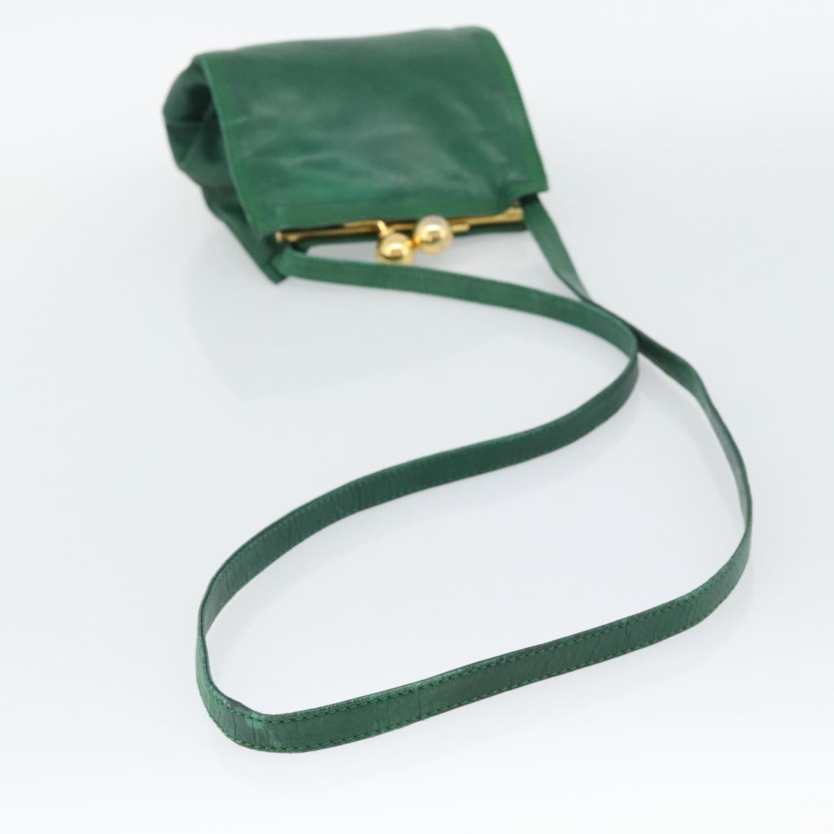 LOEWE Shoulder Bag Leather Green Gold Auth 193786