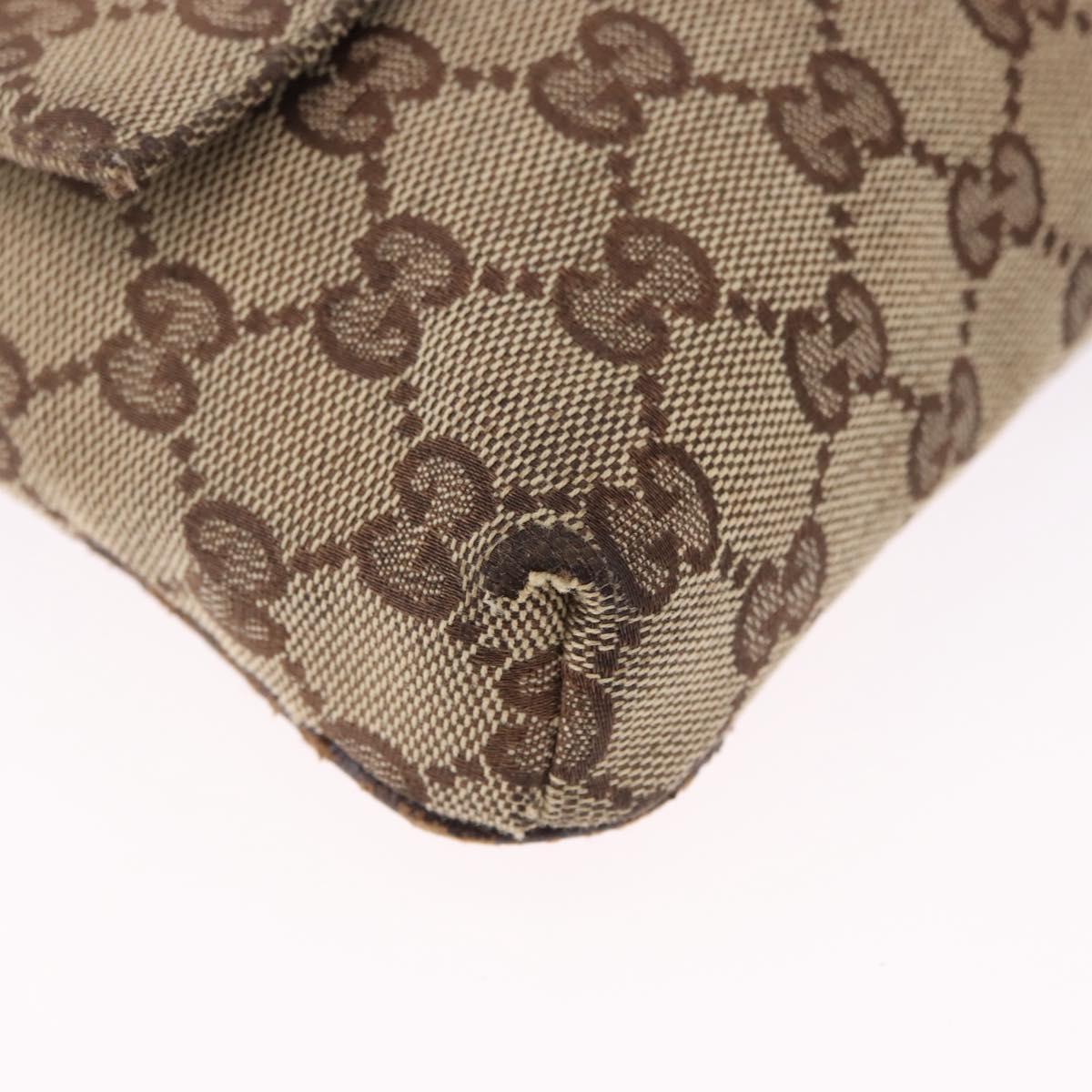 GUCCI GG Canvas Waist Pouch Beige Silver 146304 Auth 193787