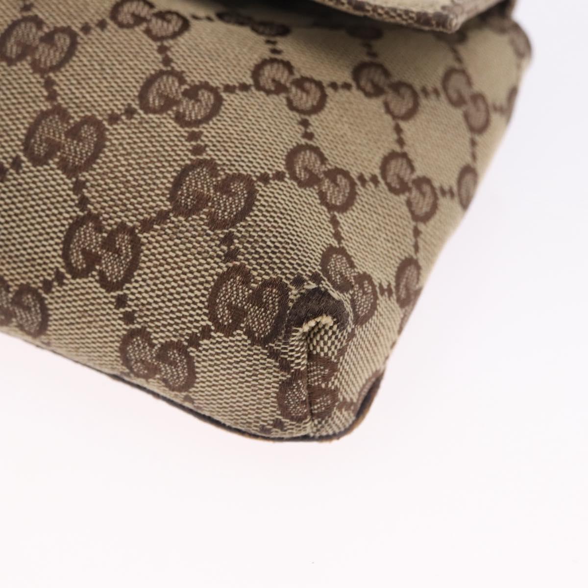 GUCCI GG Canvas Waist Pouch Beige Silver 146304 Auth 193787