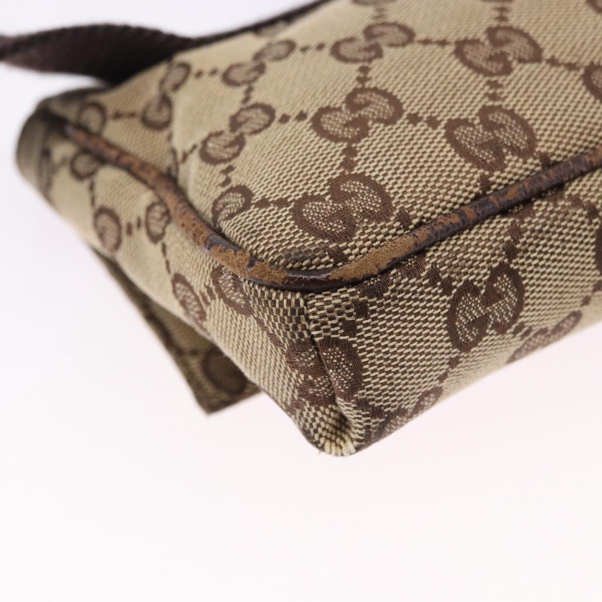 GUCCI GG Canvas Waist Pouch Beige Silver 146304 Auth 193787