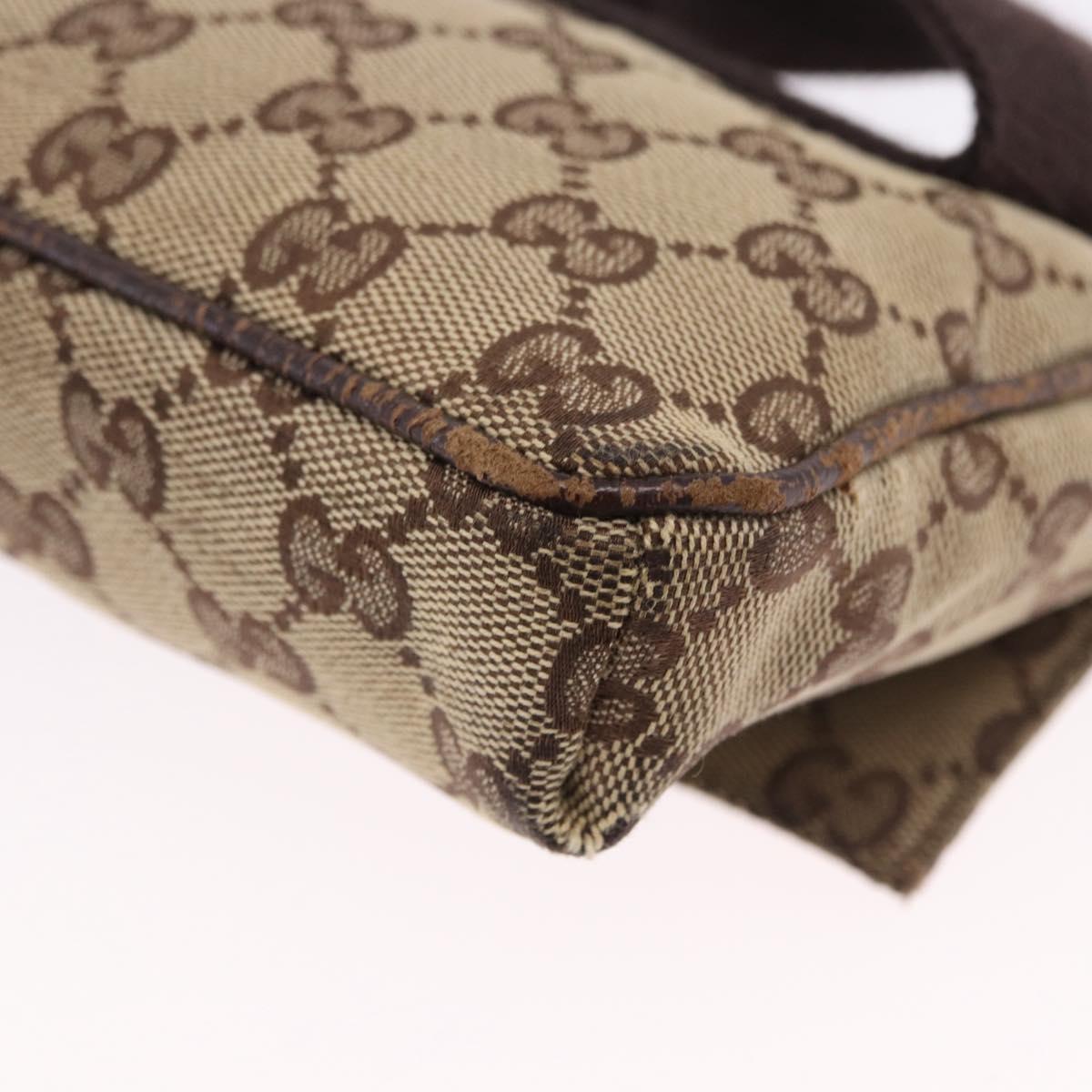 GUCCI GG Canvas Waist Pouch Beige Silver 146304 Auth 193787