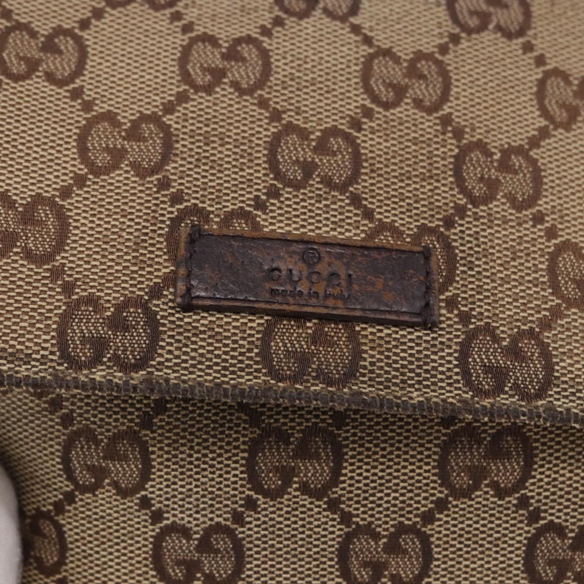 GUCCI GG Canvas Waist Pouch Beige Silver 146304 Auth 193787