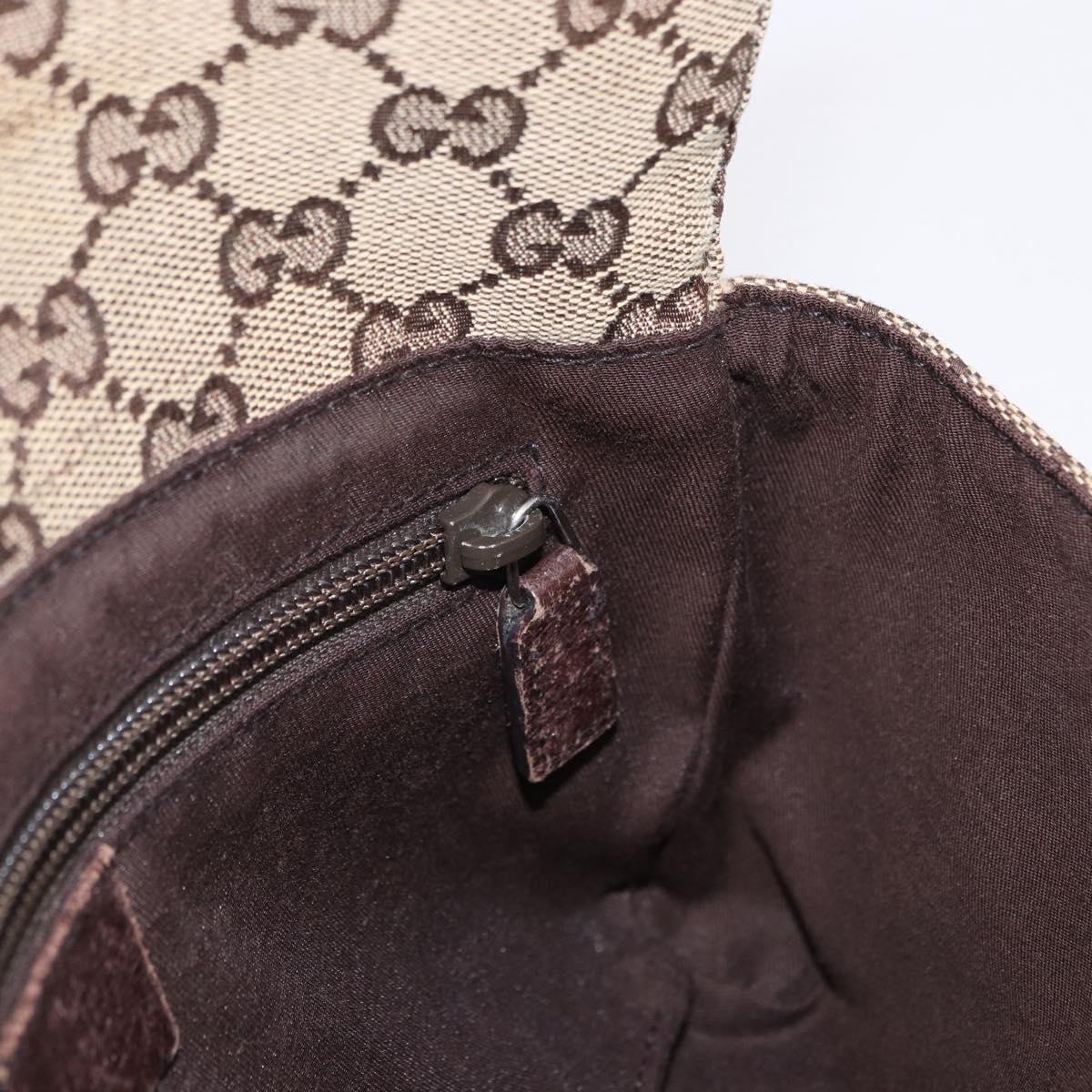 GUCCI GG Canvas Waist Pouch Beige Silver 146304 Auth 193787