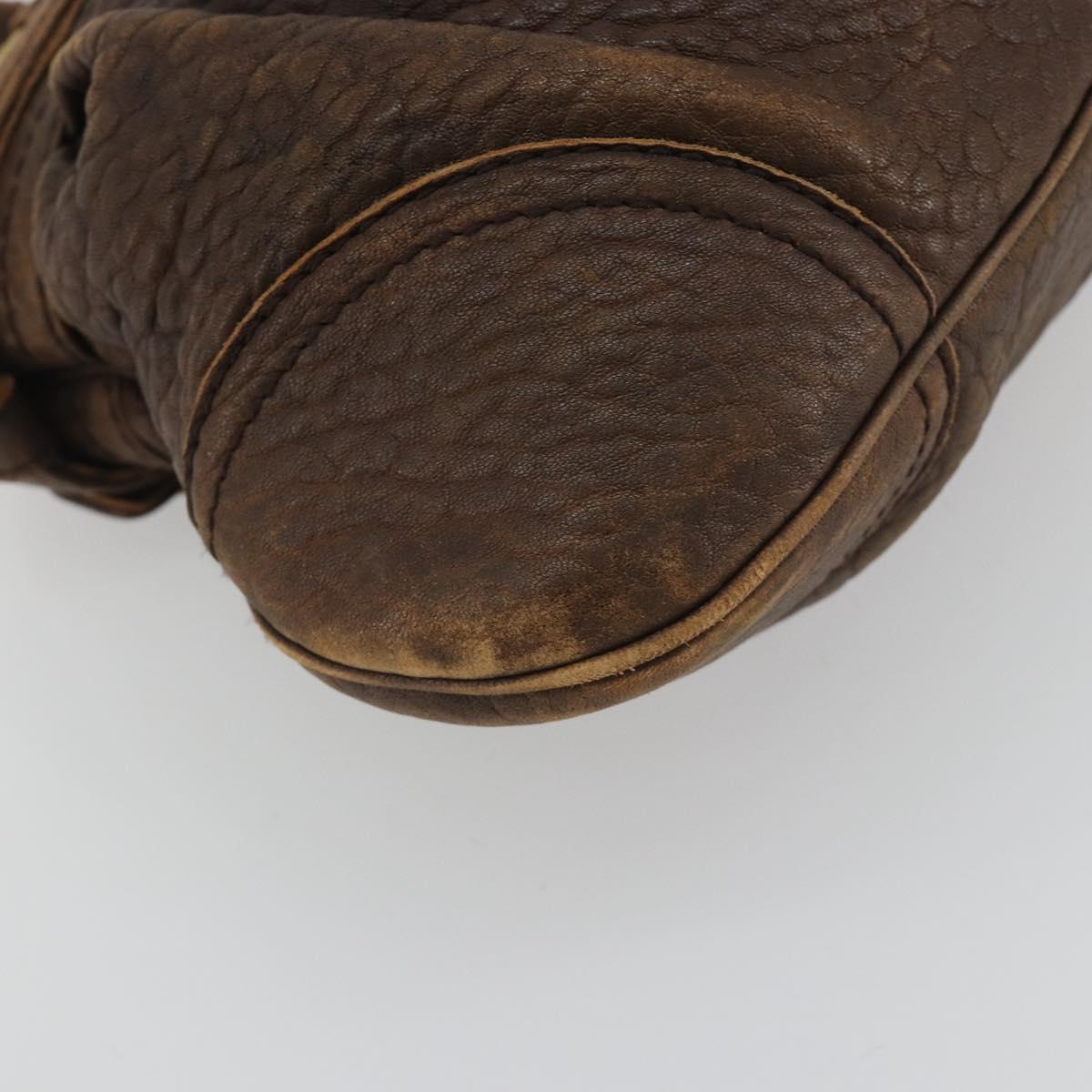 Salvatore Ferragamo Gancini Hand Bag Leather Brown Gold Auth 193788