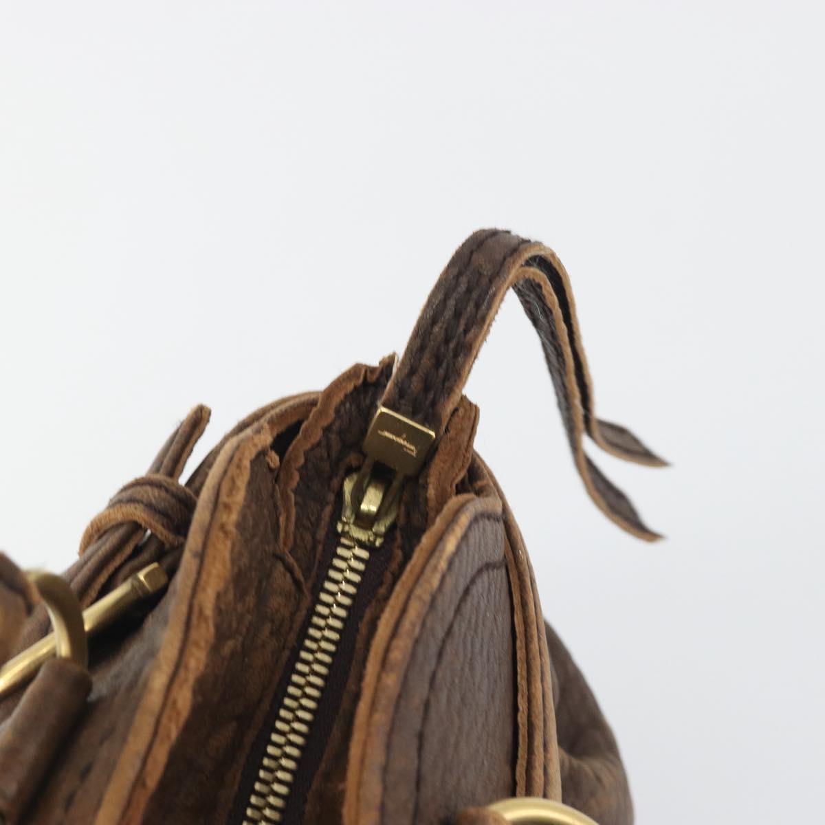 Salvatore Ferragamo Gancini Hand Bag Leather Brown Gold Auth 193788