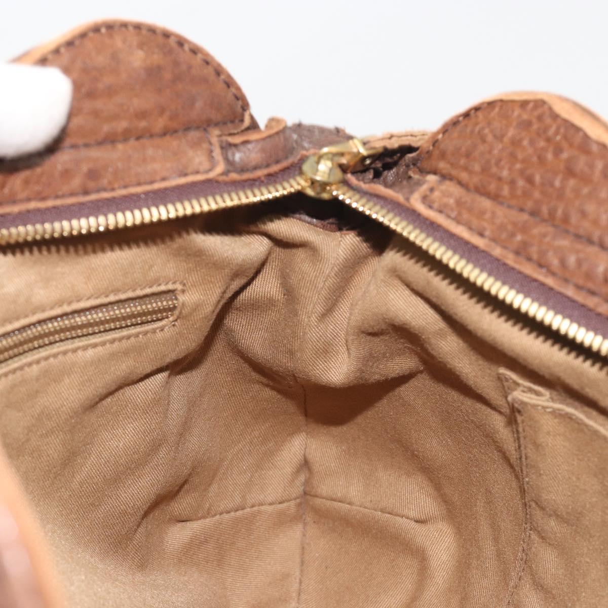 Salvatore Ferragamo Gancini Hand Bag Leather Brown Gold Auth 193788