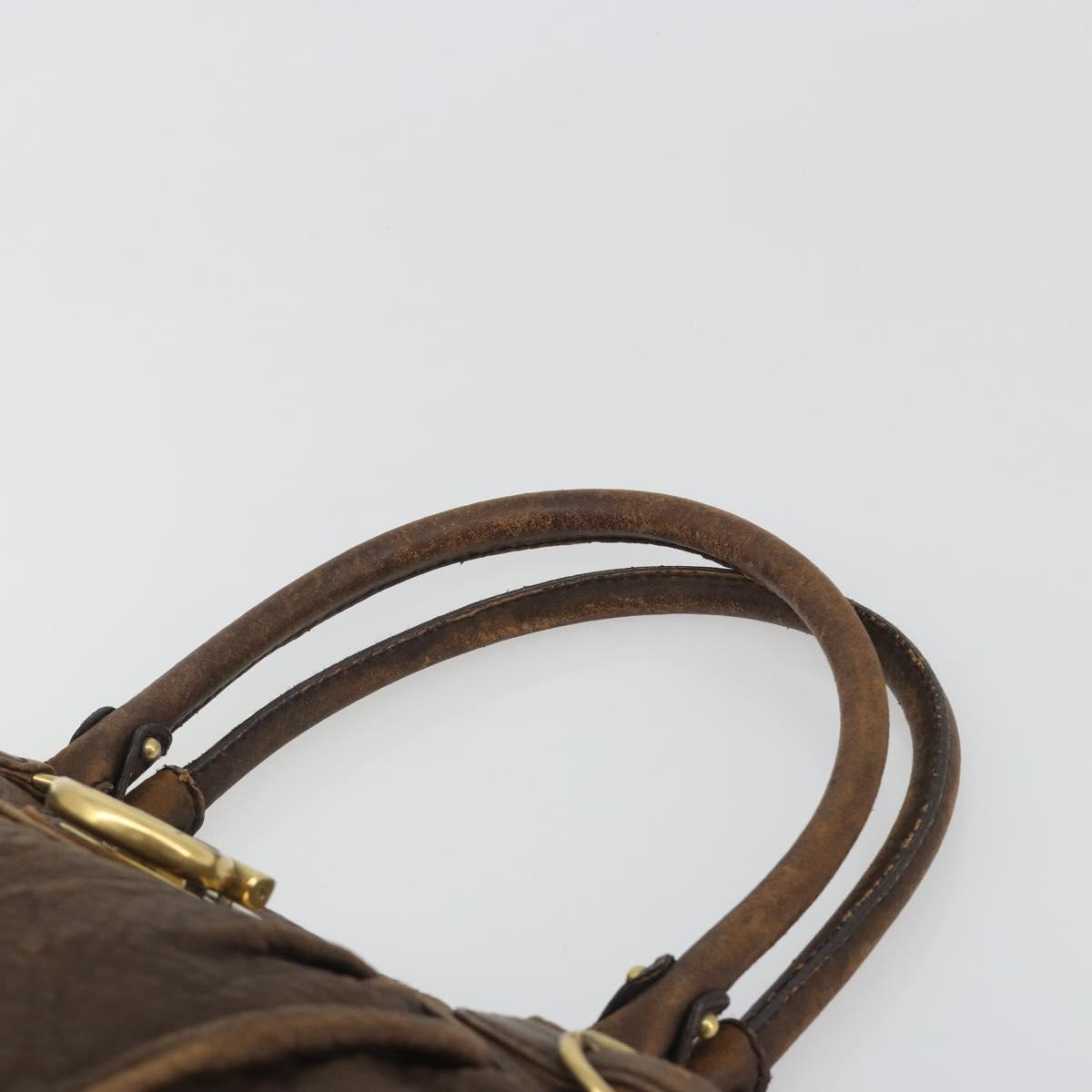 Salvatore Ferragamo Gancini Hand Bag Leather Brown Gold Auth 193788