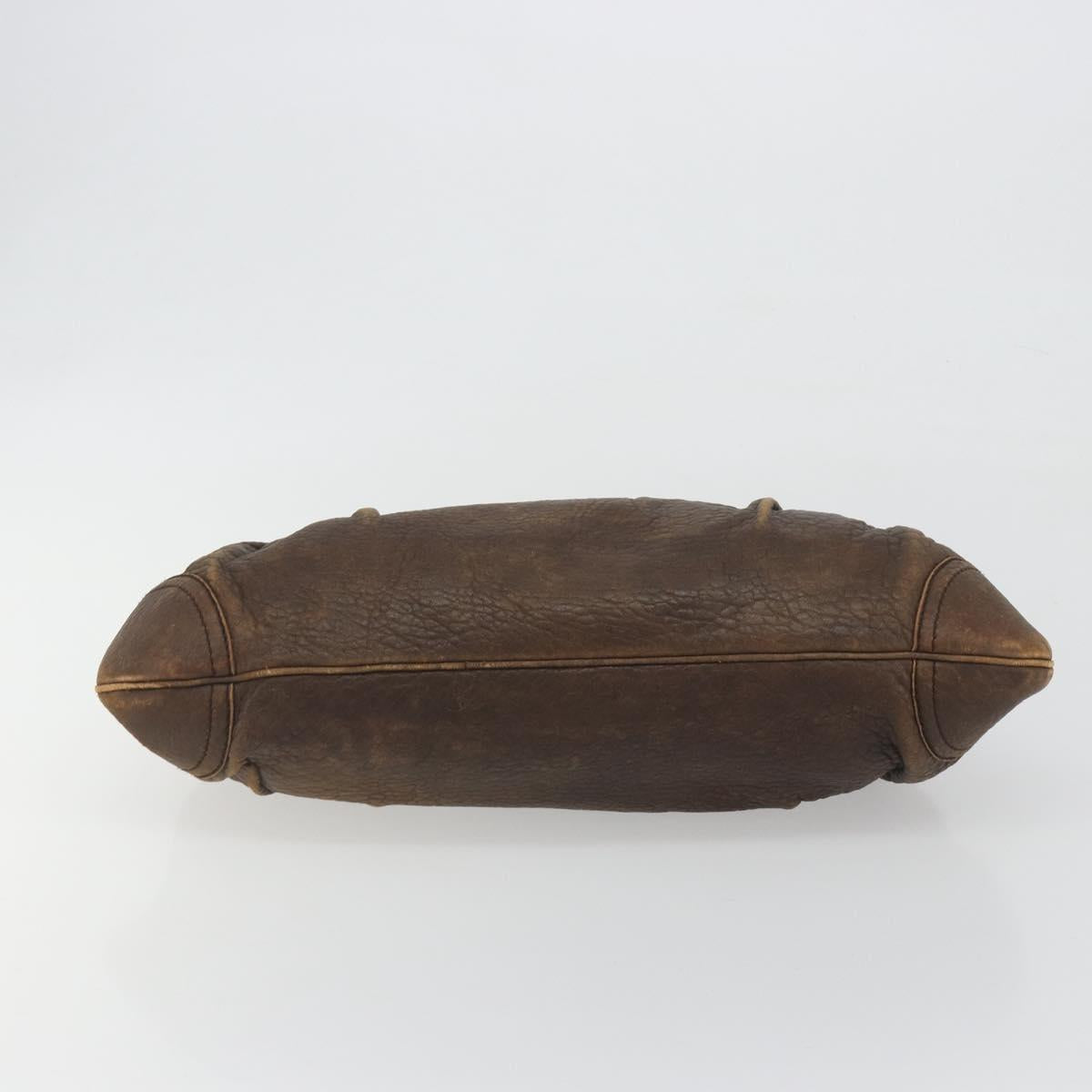 Salvatore Ferragamo Gancini Hand Bag Leather Brown Gold Auth 193788