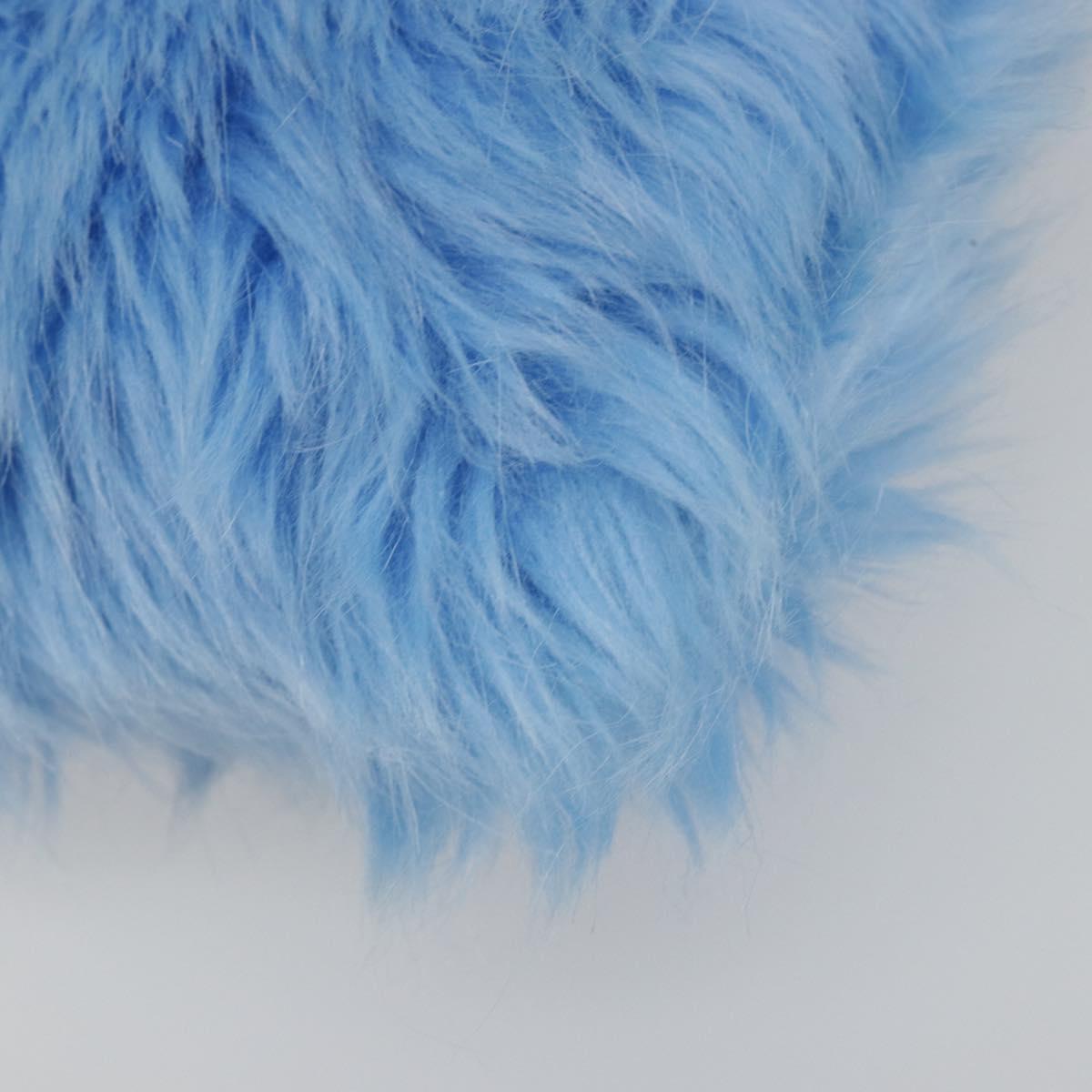 PRADA Clutch Bag Fur Blue Silver Auth 193790M