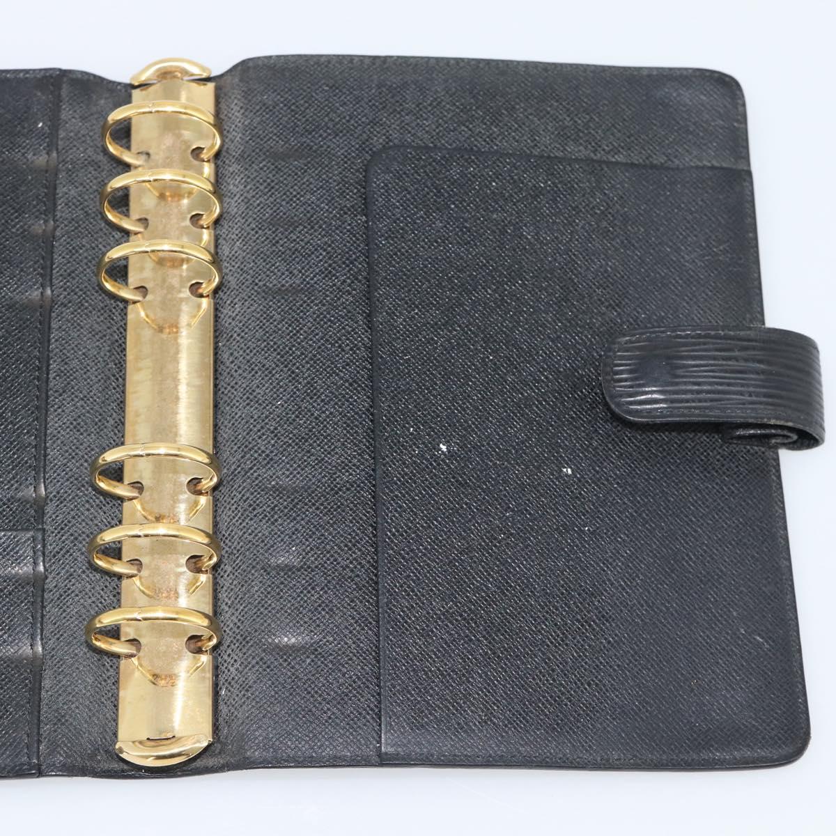 LOUIS VUITTON Epi Agenda MM Day Planner Cover Black R20042 LV Auth 193797