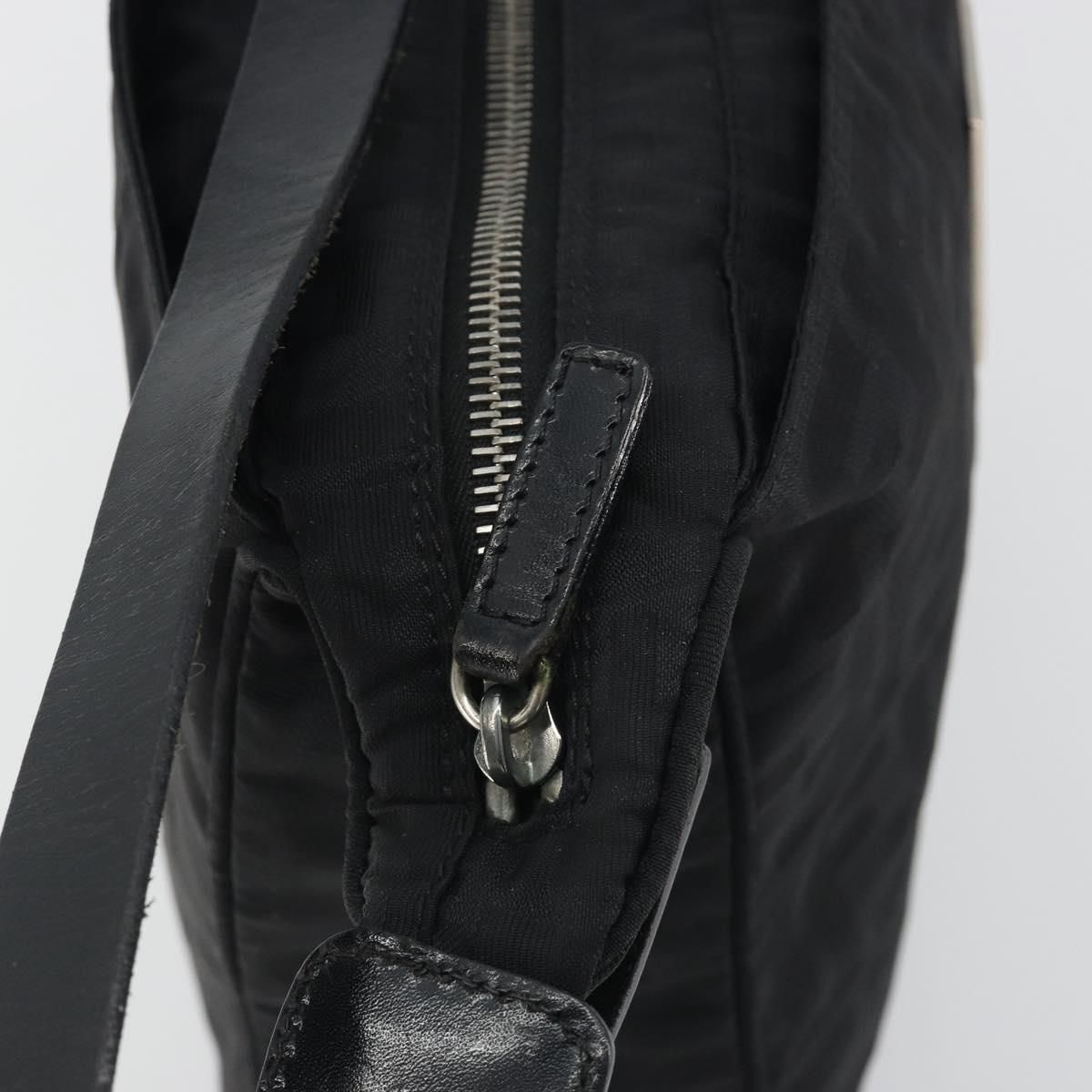 FENDI Zucca Canvas Shoulder Bag Black Auth 193804