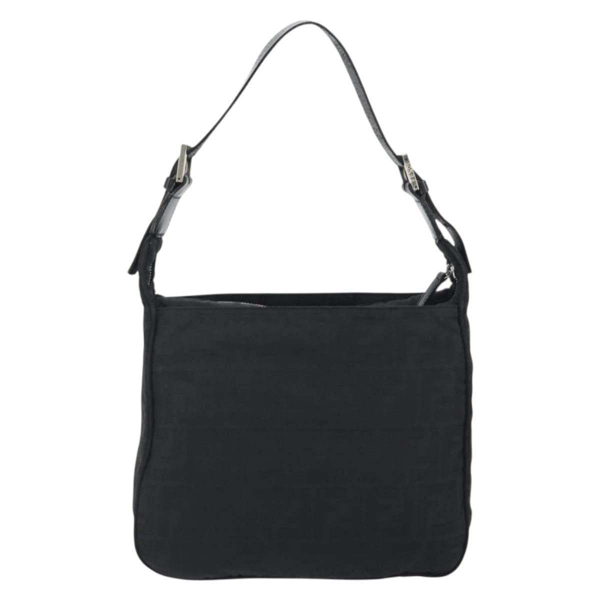 FENDI Zucca Canvas Shoulder Bag Black Auth 193804