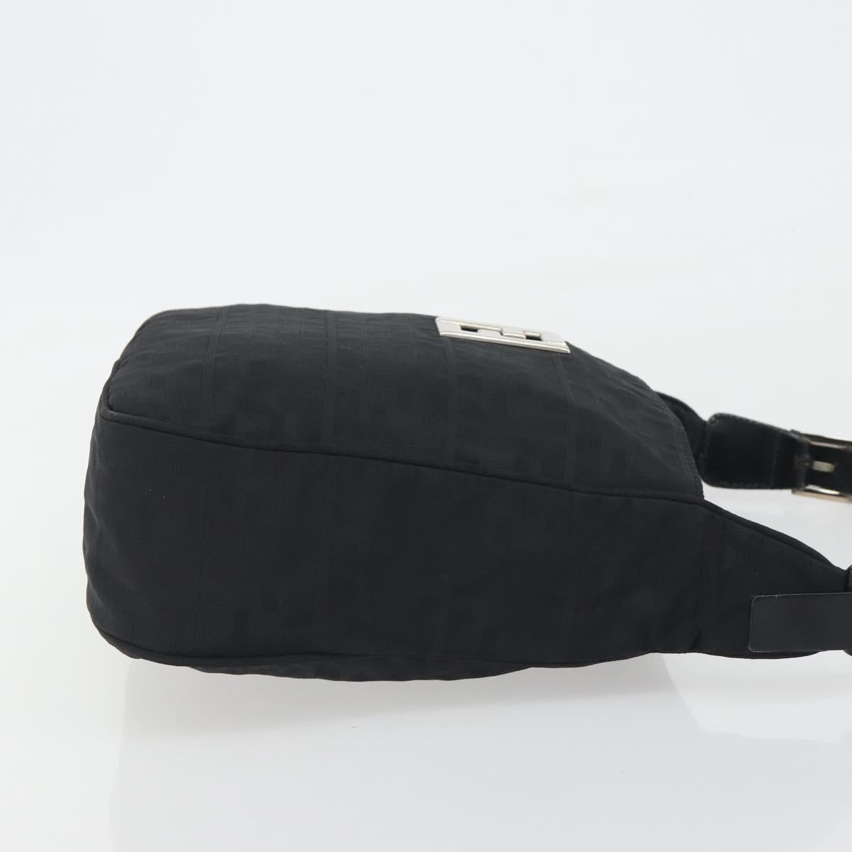 FENDI Zucca Canvas Shoulder Bag Black Auth 193804