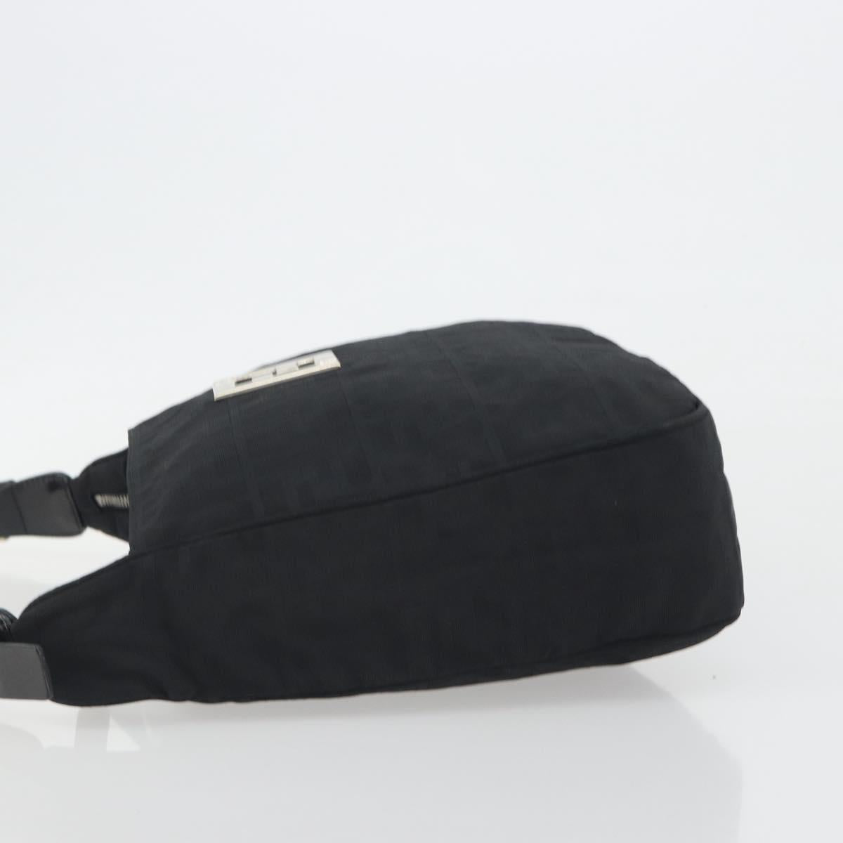 FENDI Zucca Canvas Shoulder Bag Black Auth 193804