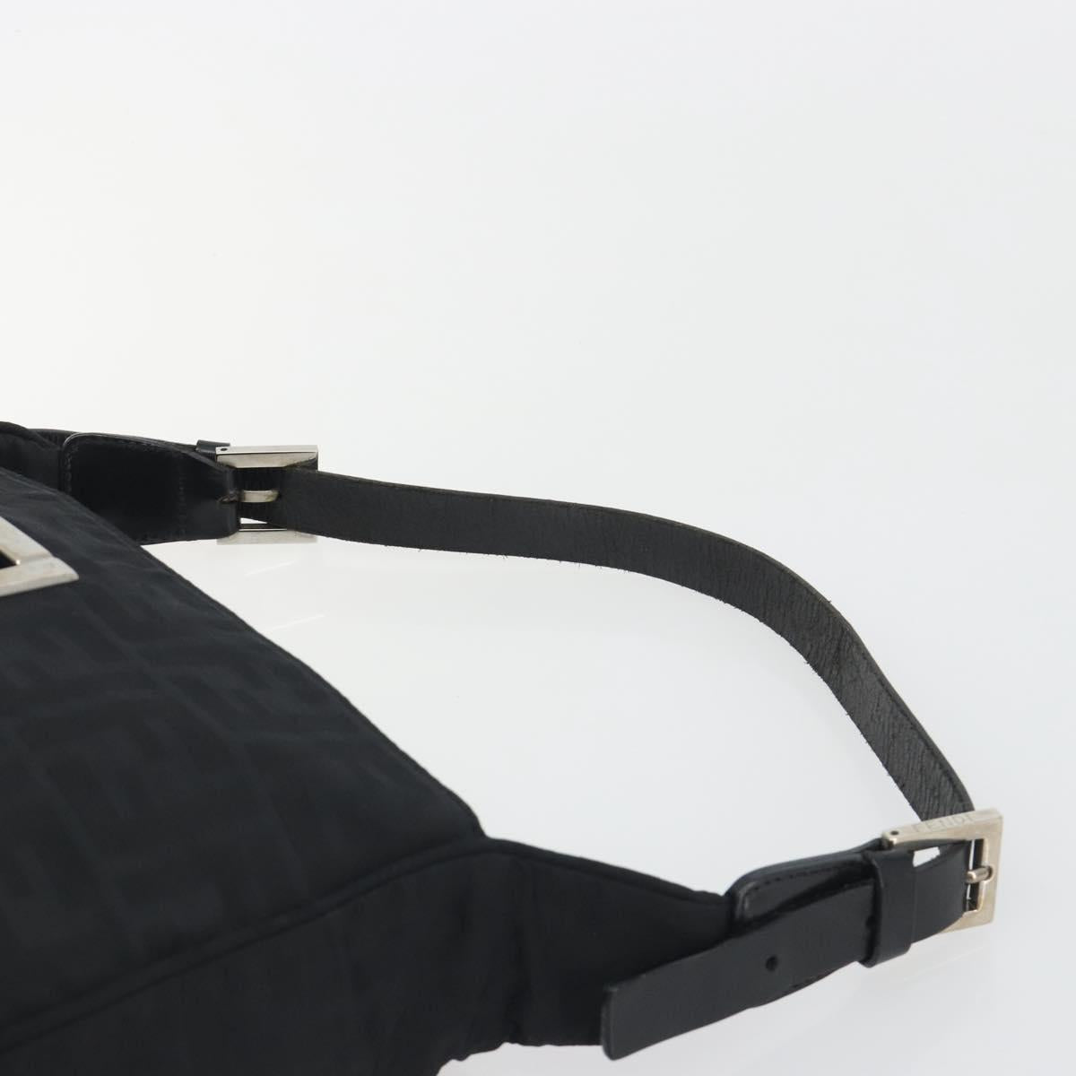FENDI Zucca Canvas Shoulder Bag Black Auth 193804
