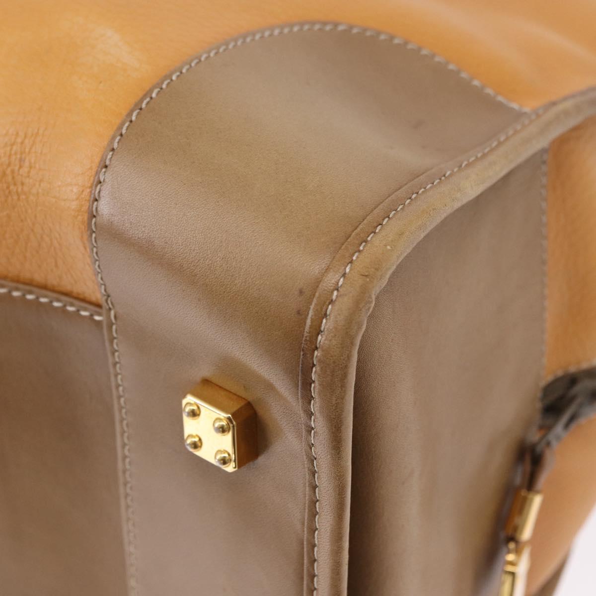 LOEWE Amazona 40 Hand Bag Leather Brown Gold Auth 193805A