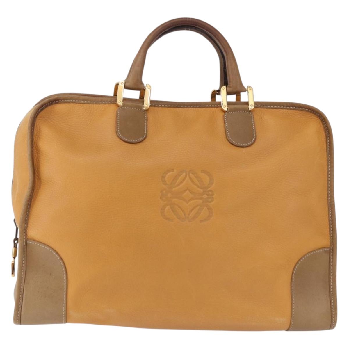 LOEWE Amazona 40 Hand Bag Leather Brown Gold Auth 193805A