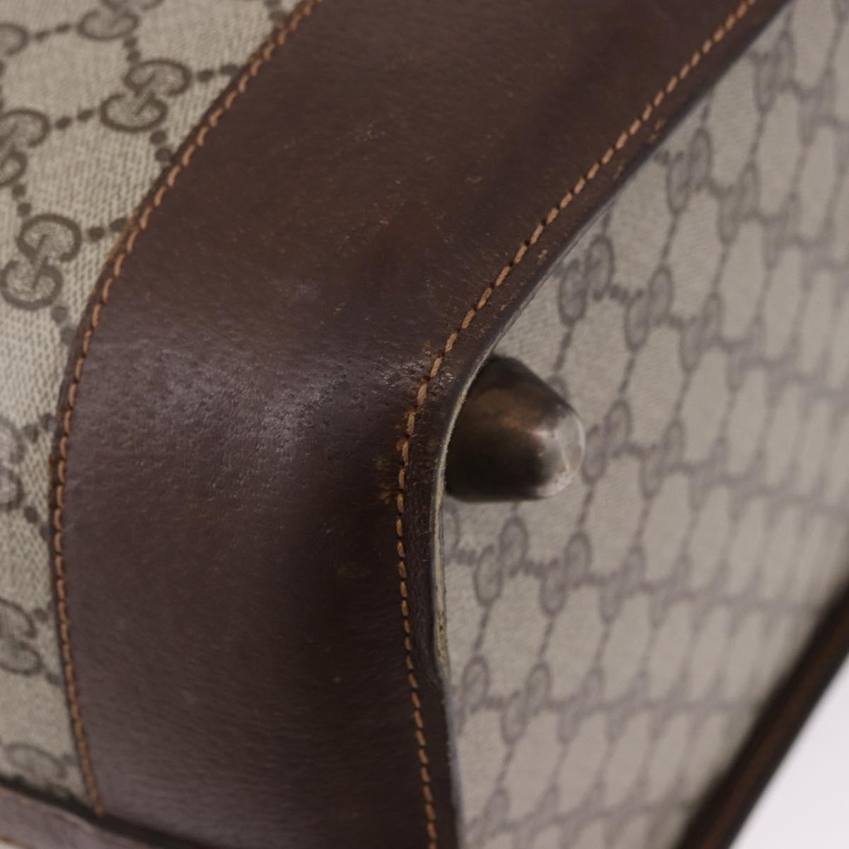 GUCCI GG Supreme Web Sherry Line Boston Bag PVC Beige Gold Auth 193806A