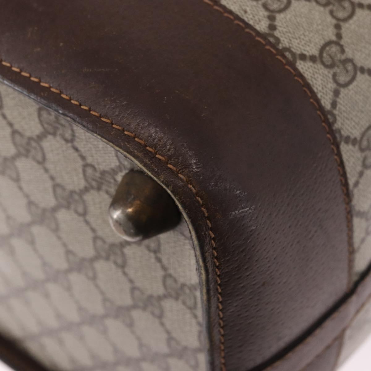 GUCCI GG Supreme Web Sherry Line Boston Bag PVC Beige Gold Auth 193806A