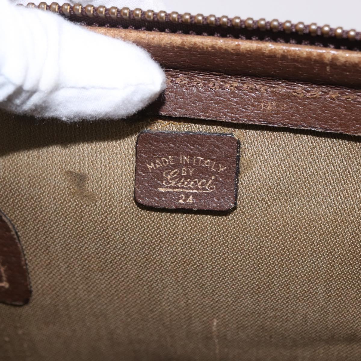 GUCCI GG Supreme Web Sherry Line Boston Bag PVC Beige Gold Auth 193806A