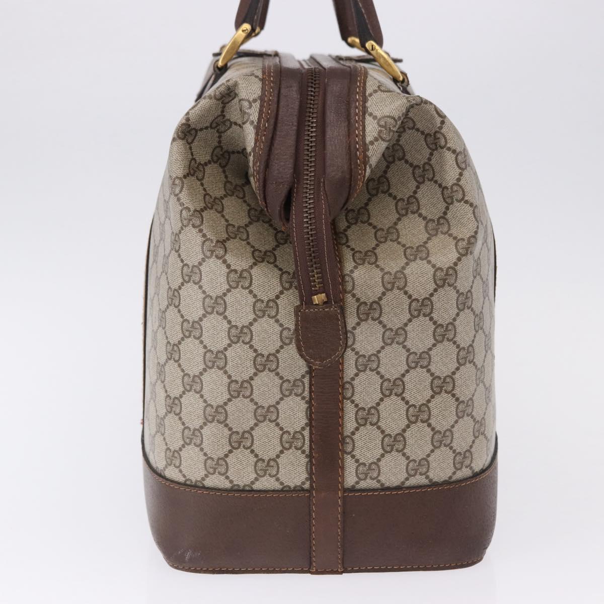 GUCCI GG Supreme Web Sherry Line Boston Bag PVC Beige Gold Auth 193806A