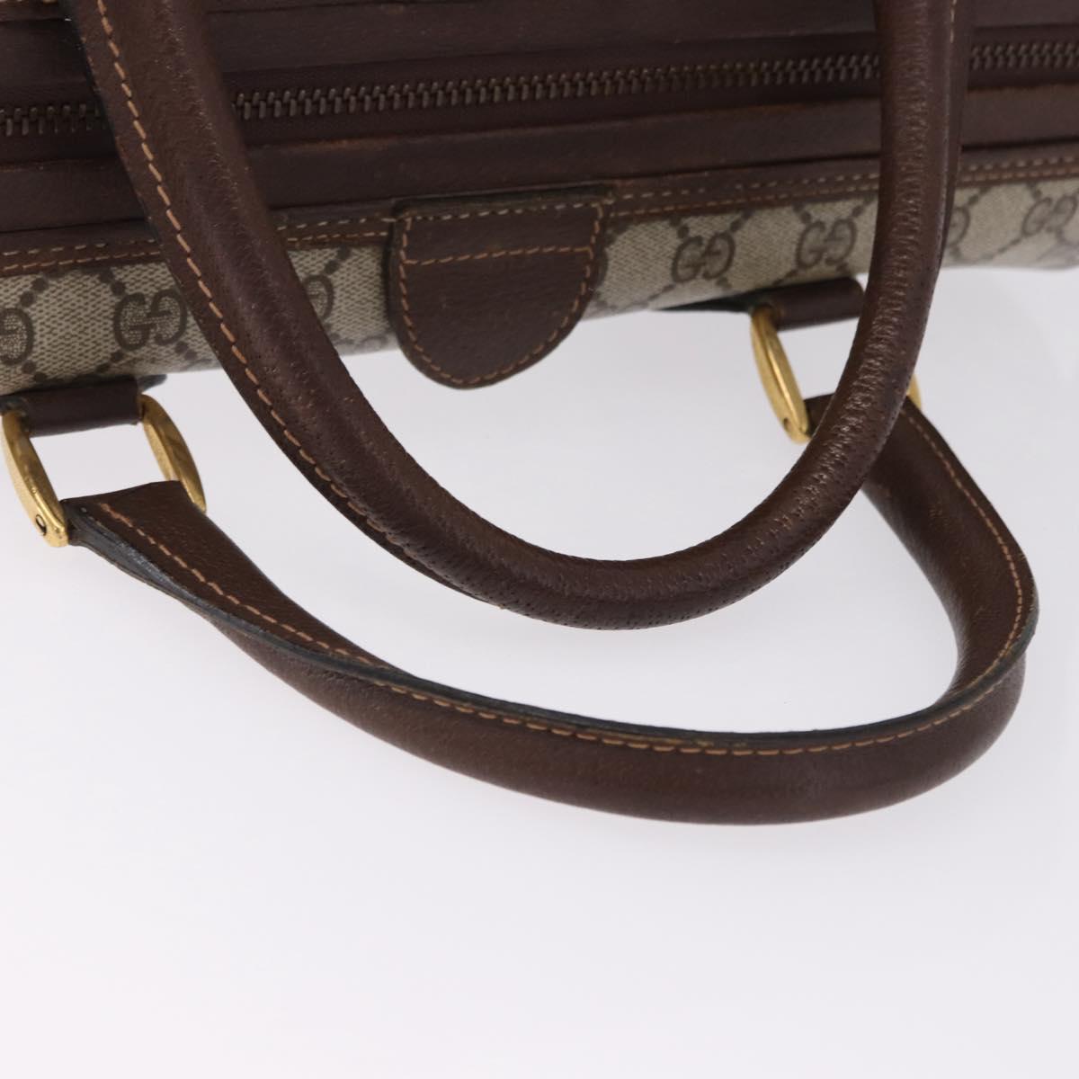 GUCCI GG Supreme Web Sherry Line Boston Bag PVC Beige Gold Auth 193806A