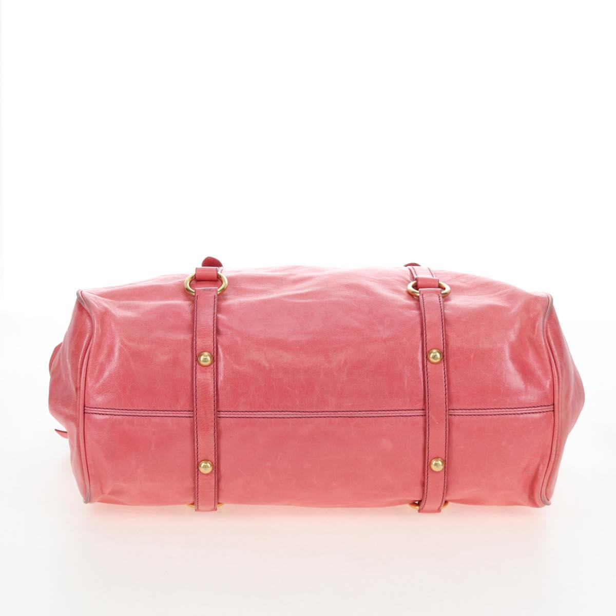 Miu Miu Hand Bag Leather 2way Pink Gold Auth 193807M