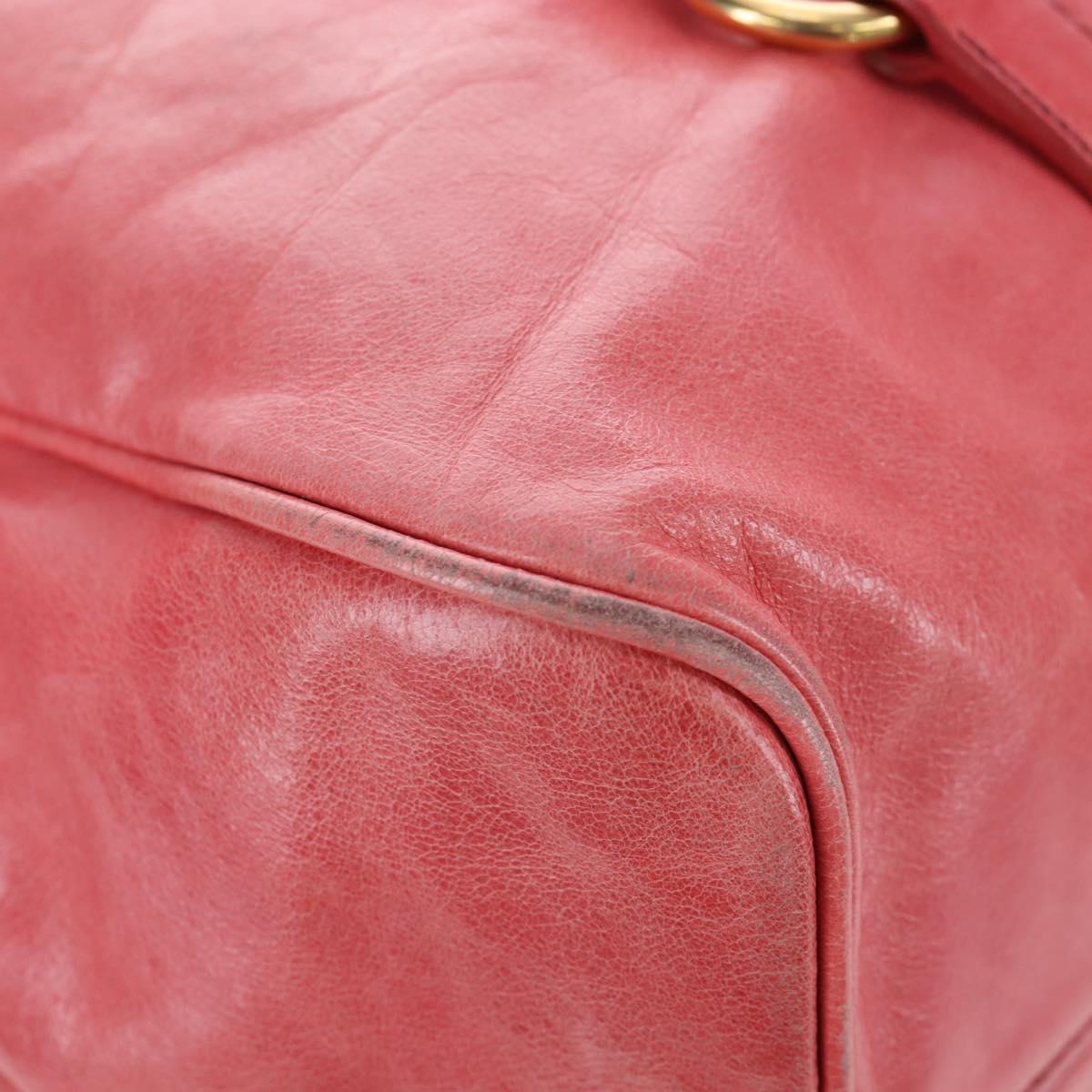 Miu Miu Hand Bag Leather 2way Pink Gold Auth 193807M
