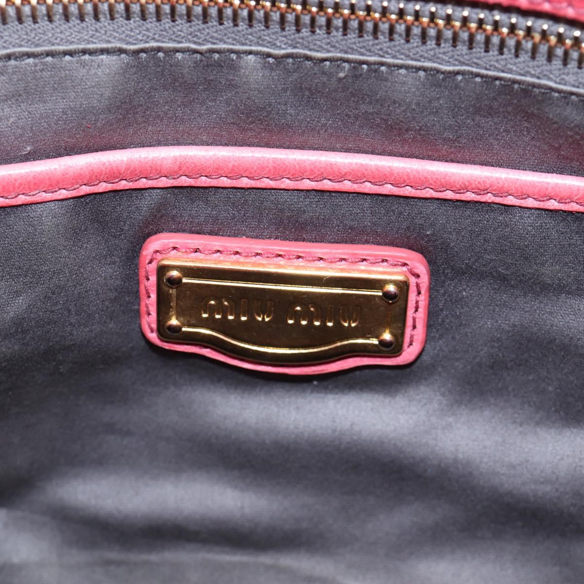 Miu Miu Hand Bag Leather 2way Pink Gold Auth 193807M
