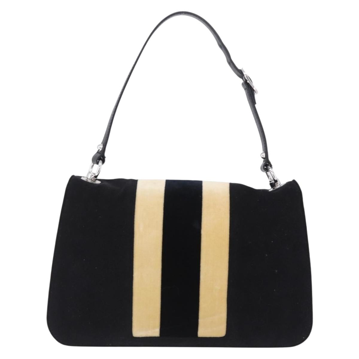GUCCI Interlocking G Shoulder Bag Velor Black Silver Auth 193808V