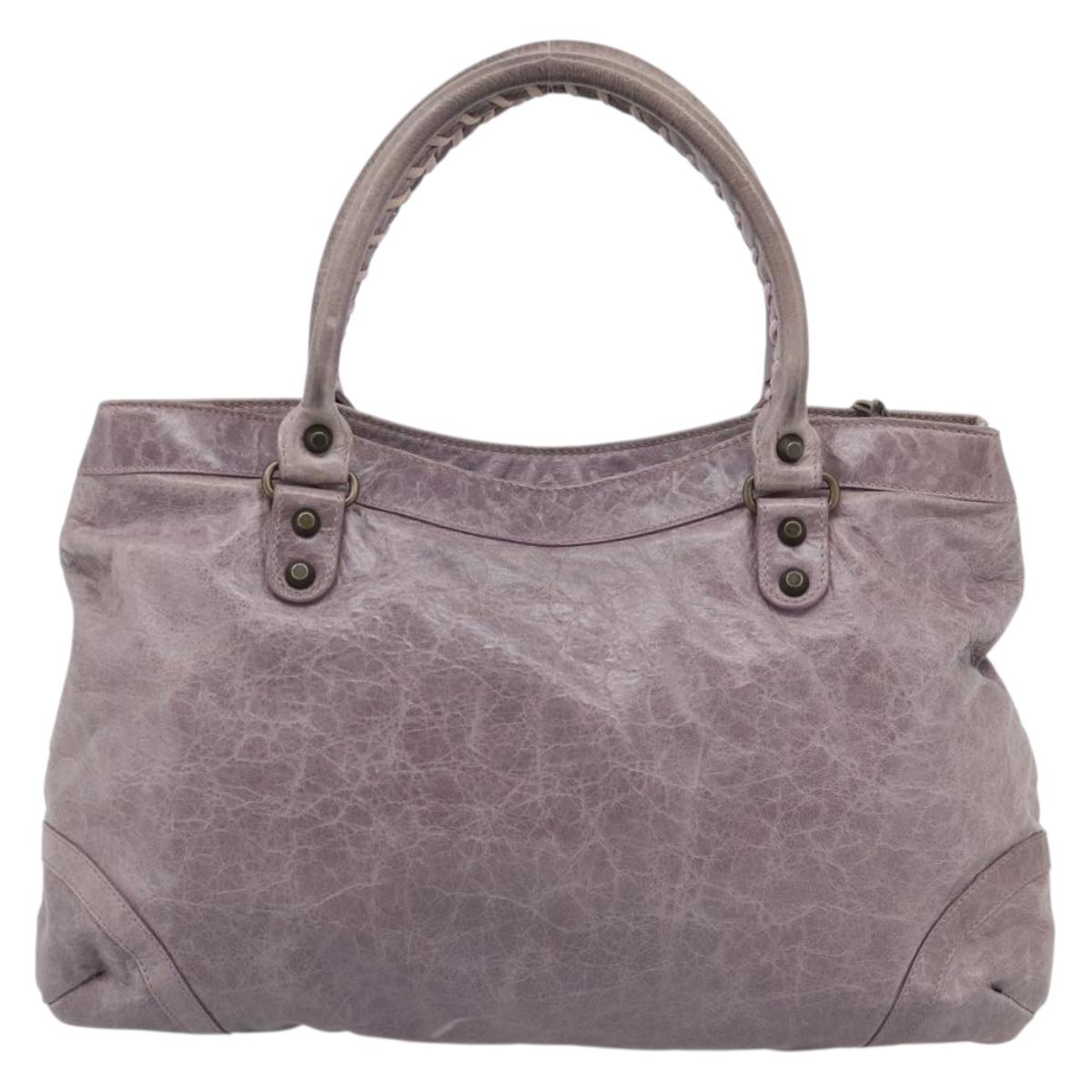 BALENCIAGA The Perth Hand Bag Leather Purple 128522 Auth 193809V
