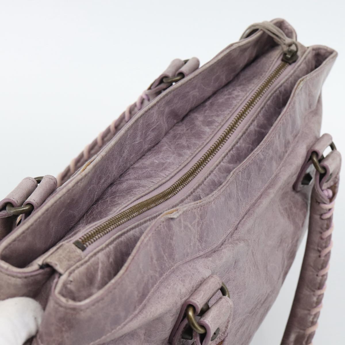 BALENCIAGA The Perth Hand Bag Leather Purple 128522 Auth 193809V