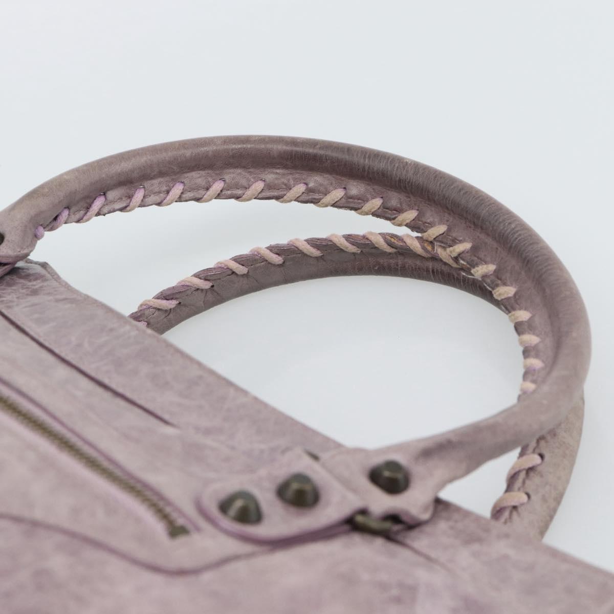 BALENCIAGA The Perth Hand Bag Leather Purple 128522 Auth 193809V